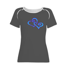 Load image into Gallery viewer, Ti Amo I love you - Exclusive Brand - Davy&#39;s Grey - Double Cyan Heart - Women&#39;s T shirt
