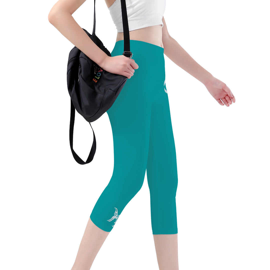 Ti Amo I love you -  Exclusive Brand  - Persian Green - Capri Yoga Leggings - Sizes XS-3XL