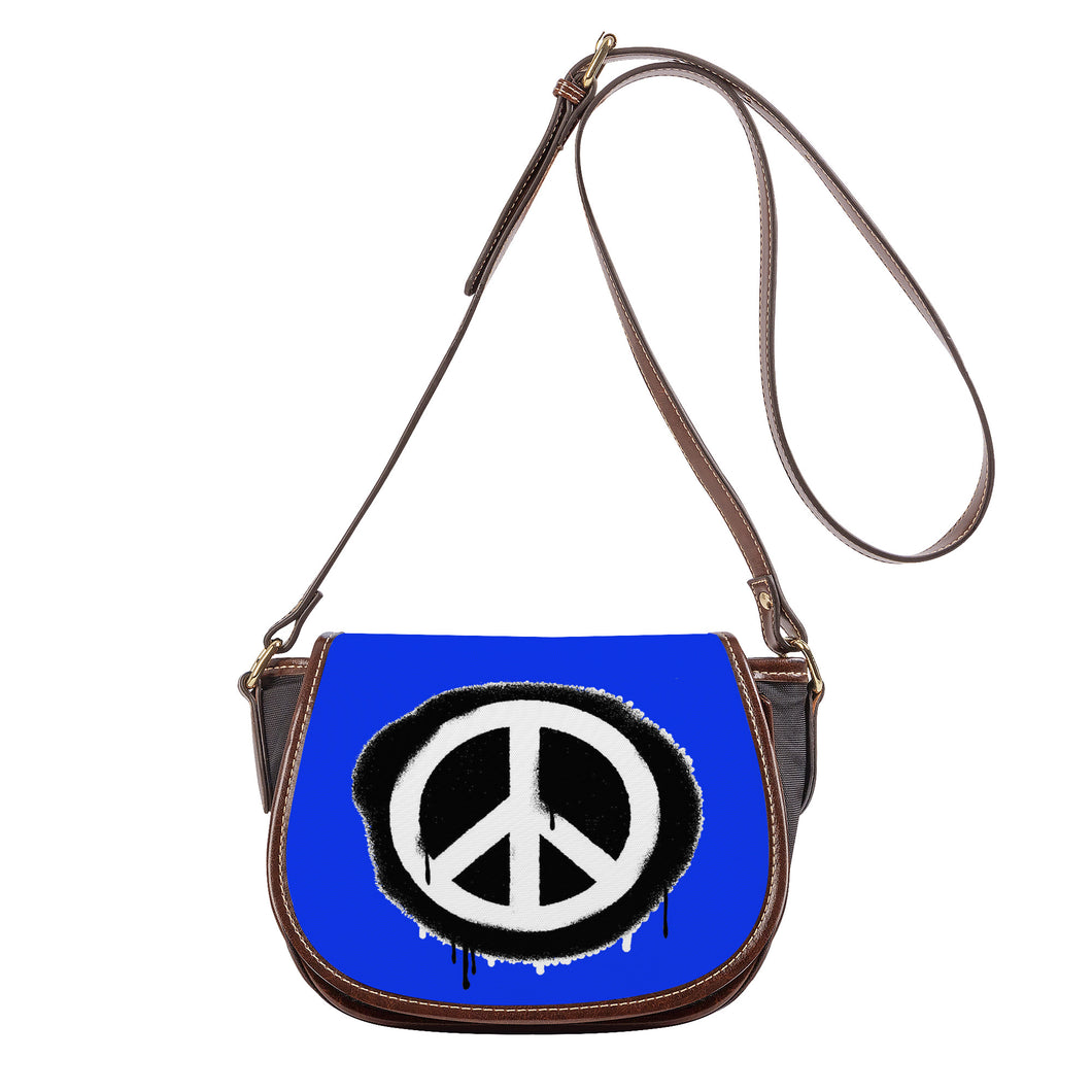 Ti Amo I love you - Exclusive Brand  - Blue Blue Eyes - Peace Sign - Saddle Bag