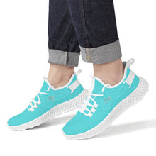 Load image into Gallery viewer, Ti Amo I love you - Exclusive Brand - Medium Turquoise Blue -  Double Heart - Womens Mesh Knit Shoes - White Soles
