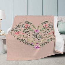 Load image into Gallery viewer, Ti Amo I love you - Exclusive Brand - Light Rose Fog - Floral Heart - Micro Fleece Blankets
