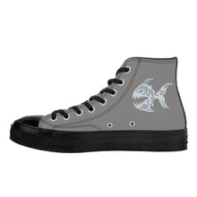 Load image into Gallery viewer, Ti Amo I love you - Exclusive Brand  - Natural Gray- Angry Fish - High Top Canvas Shoes - Black  Soles
