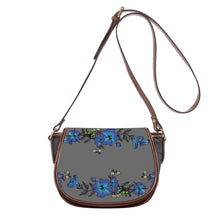 Load image into Gallery viewer, Ti Amo I love you - Exclusive Brand - Dove Gray - Blue Floral 2 - Saddle Bag
