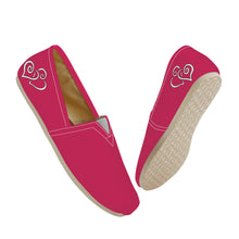 Load image into Gallery viewer, Ti Amo I love you - Exclusive Brand - Cerise Red 2 - Double White Heart - Casual Flat Driving Shoe
