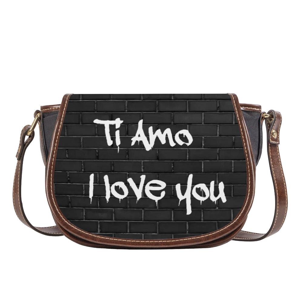 Ti Amo I love you - Exclusive Brand - Black - White Logo - Saddle Bag
