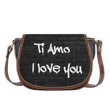 Load image into Gallery viewer, Ti Amo I love you - Exclusive Brand - Black - White Logo - Saddle Bag
