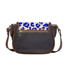 Load image into Gallery viewer, Ti Amo I love you - Exclusive Brand - Hint of Yellow &amp; Dark Blue Animal Pattern - Saddle Bag
