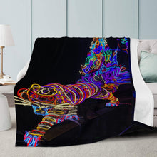 Load image into Gallery viewer, Ti Amo I love you - Exclusive Brand - Black with Neon Tiger -  Micro Fleece Blankets
