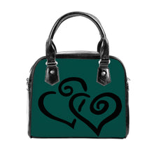 Load image into Gallery viewer, Ti Amo I love you - Exclusive Brand - Aqua Deep - Double Black Heart -  Shoulder Handbag
