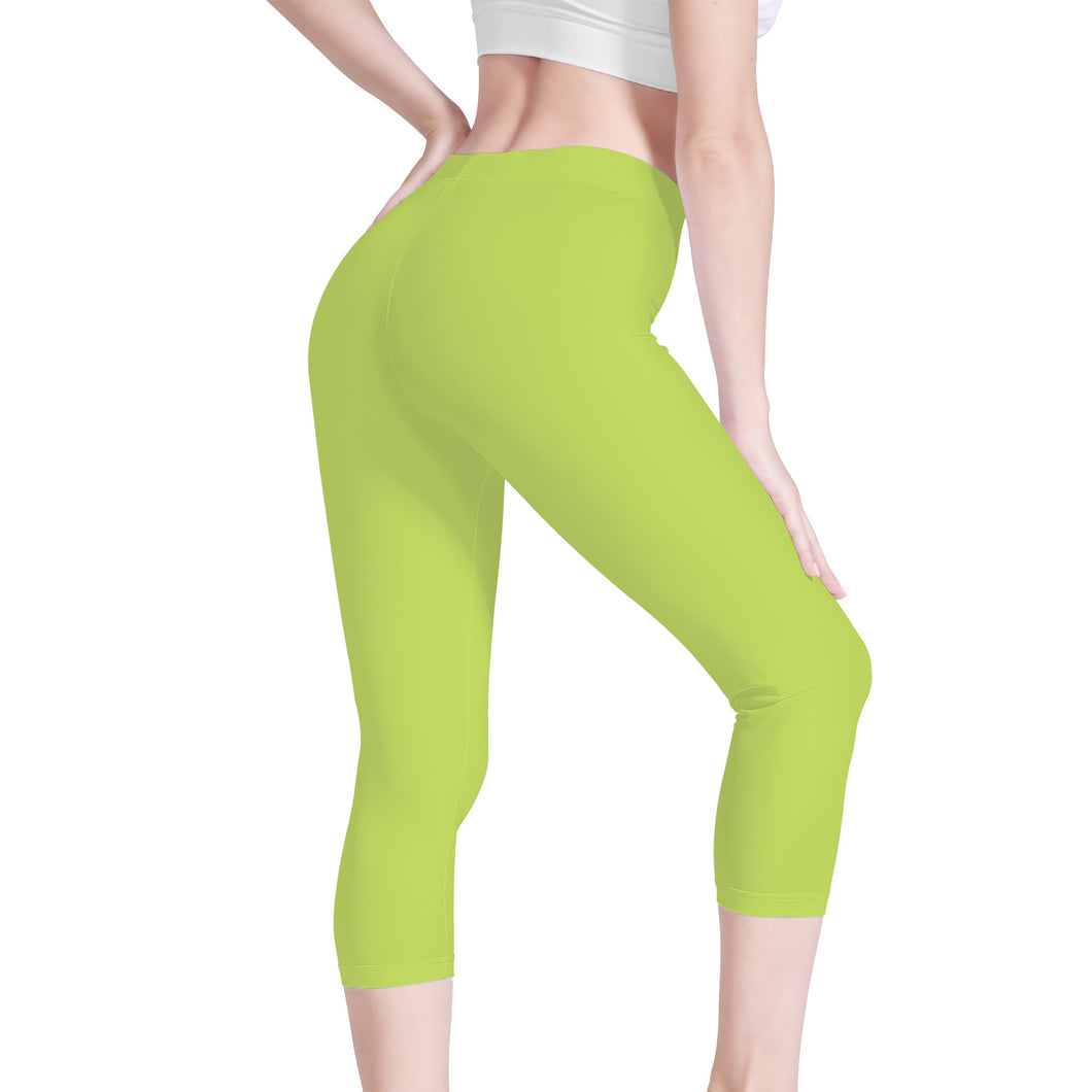 Ti Amo I love you - Exclusive Brand - Yellow Green - Angry Fish - Capri Yoga Leggings - Sizes XS-3XL