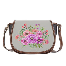 Load image into Gallery viewer, Ti Amo I love you - Exclusive Brand - Harbor Gray - Floral Bouquet - Saddle Bag
