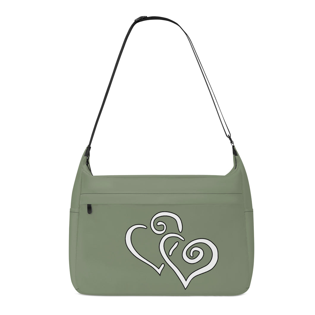 Ti Amo I love you - Exclusive Brand - Mossy Statue - Double White Heart - Journey Computer Shoulder Bag