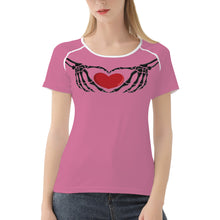 Load image into Gallery viewer, Ti Amo I love you - Exclusive Brand  - Charm - Skeleton Hands with Heart  -Women&#39;s T shirt
