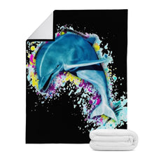 Load image into Gallery viewer, Ti Amo I love you - Exclusive Brand - Black - Dolphin - Micro Fleece Blankets
