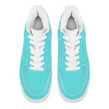 Load image into Gallery viewer, Ti Amo I love you - Exclusive Brand  - Medium Turquoise Blue- Transparent Low Top Air Force Leather Shoes
