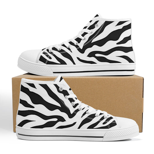 Ti Amo I love you - Exclusive Brand  - Zebra - High-Top Canvas Shoes  - White Soles