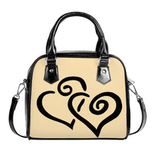 Load image into Gallery viewer, Ti Amo I love you - Exclusive Brand - Peach - Double Black Heart -  Shoulder Handbag
