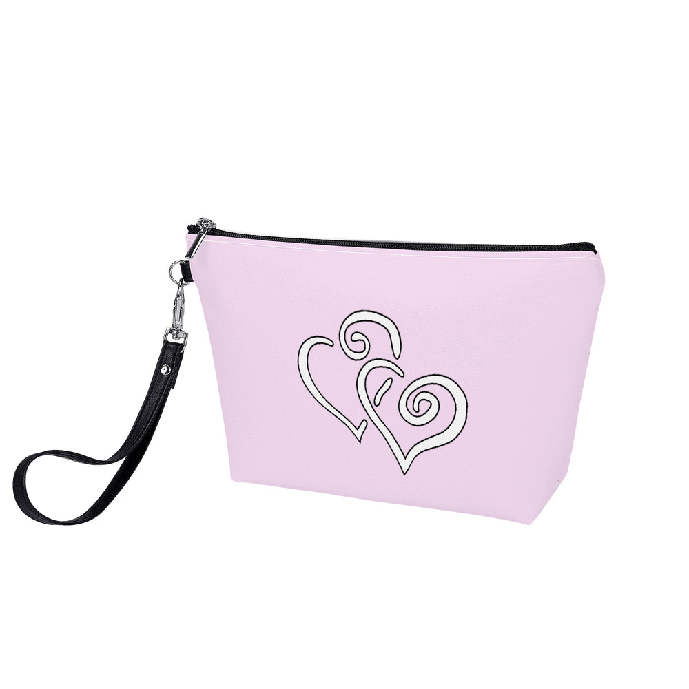 Ti Amo I love you- Exclusive Brand  - Carousel  Pink - Double White Heart - Sling Cosmetic Bag