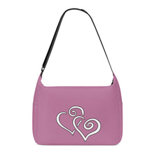 Load image into Gallery viewer, Ti Amo I love you - Exclusive Brand - Metallic Mauve - Double White Heart - Journey Computer Shoulder Bag
