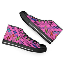 Load image into Gallery viewer, Ti Amo I love you - Exclusive Brand - Hot Pink - Deco Dots - High-Top Canvas Shoes - Black Soles
