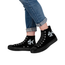 Load image into Gallery viewer, Ti Amo I love you - Exclusive Brand - Black - Angry Fish - High Top Canvas Shoes - Black  Soles
