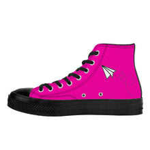 Load image into Gallery viewer, Ti Amo I love you - Exclusive Brand - Hollywood Cerise - Paper Airplane - High Top Canvas Shoes - Black Soles
