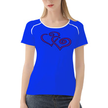 Load image into Gallery viewer, Ti Amo I love you - Exclusive Brand  - Blue Blue Eyes - Double Purple Heart - Women&#39;s T shirt
