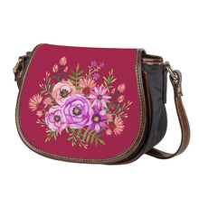 Load image into Gallery viewer, Ti Amo I love you - Exclusive Brand - Amaranth Purple - Floral Bouquet - Saddle Bag
