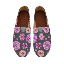 Load image into Gallery viewer, Ti Amo I love you  - Exclusive Brand  - Dark Grey with Flowers - Womens Casual Flats - Ladies Driving Shoes
