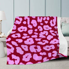 Load image into Gallery viewer, Ti Amo I love you -  Exclusive Brand- Burgundy &amp; Lavender Rose Animal Print -Micro Fleece Blankets
