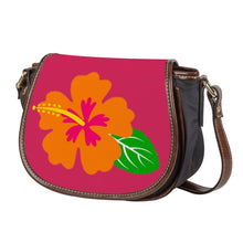 Load image into Gallery viewer, Ti Amo I love you - Exclusive Brand - Cerise Red 2 - Hawaiian Flower -  Saddle Bag
