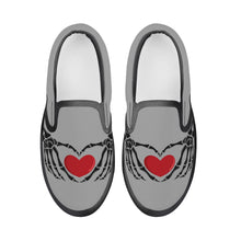 Load image into Gallery viewer, Ti Amo I love you - Exclusive Brand  - Silver Chalice - Skeleton Hands with Heart - Kids Slip-on shoes - Black Soles
