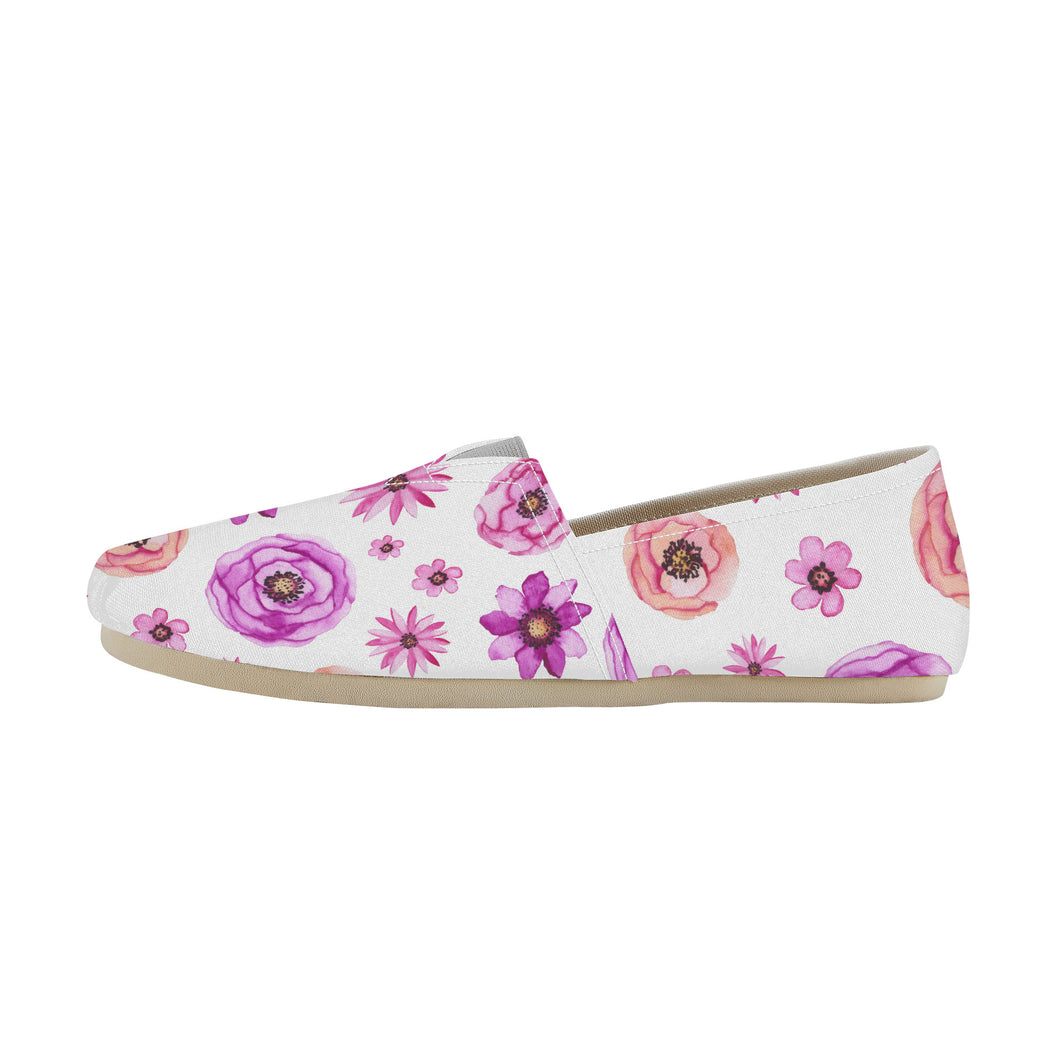 Ti Amo I love you  - Exclusive Brand  - White with Flowers - Womens Casual Flats - Ladies Driving Shoes