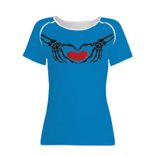 Load image into Gallery viewer, Ti Amo I love you - Exclusive Brand  - Lochmara - Skeleton Hands with Heart  -Women&#39;s T shirt
