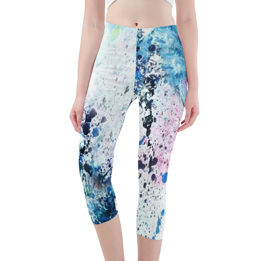 Ti Amo I love you - Exclusive Brand - Splatter - Womens / Teen Girls / Womens Plus Size -  Capri Yoga Leggings - Sizes XS-3XL