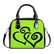 Load image into Gallery viewer, Ti Amo I love you - Exclusive Brand - Green Lizzard - Double Black Heart -  Shoulder Handbag
