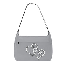 Load image into Gallery viewer, Ti Amo I love you - Exclusive Brand - Metallic Silver - Double White Heart - Journey Computer Shoulder Bag
