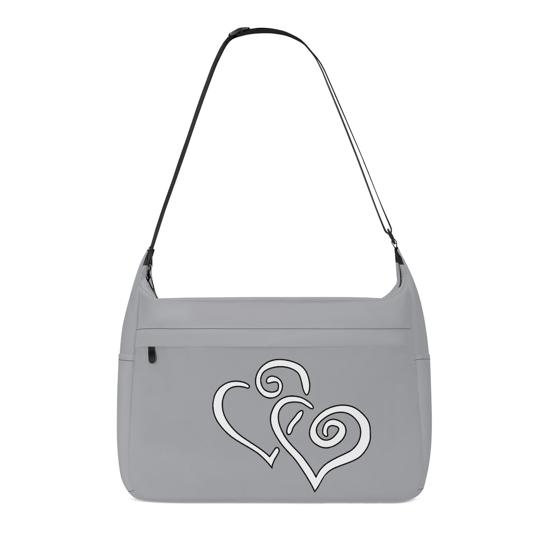 Ti Amo I love you - Exclusive Brand - Metallic Silver - Double White Heart - Journey Computer Shoulder Bag