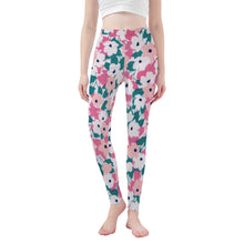 Load image into Gallery viewer, Ti Amo I love you - Exclusive Brand - Pink &amp; Teal Floral - Womens / Teen Girls / Womens Plus Size - Yoga Leggings - Sizes XS-3XL
