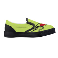 Load image into Gallery viewer, Ti Amo I love you - Exclusive Brand- Yellow Green - Skeleton Hands with Heart - Kids Slip-on shoes - Black Soles
