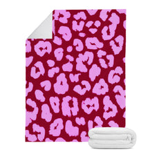 Load image into Gallery viewer, Ti Amo I love you -  Exclusive Brand- Burgundy &amp; Lavender Rose Animal Print -Micro Fleece Blankets
