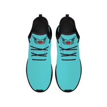 Load image into Gallery viewer, Ti Amo I love you - Exclusive Brand - Medium Turquoise Blue - Skelton Hands with Heart - Mens / Womens - Lightweight Mesh Knit Sneaker - Black Soles
