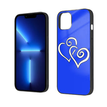 Load image into Gallery viewer, Ti Amo I love you - Exclusive Brand  - Blue Blue Eyes  - Double White Heart  - iPhone 14 Glass Case (2 cameras)
