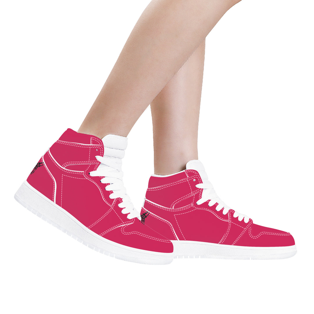 Ti Amo I love you - Exclusive Brand - Cerise Red 2 - Skeleton Hands with Heart - High Top Synthetic Leather Sneaker