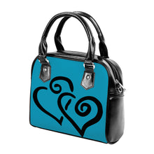 Load image into Gallery viewer, Ti Amo I love you - Exclusive Brand - Blue Green - Double Black Heart -  Shoulder Handbag
