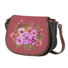 Load image into Gallery viewer, Ti Amo I love you - Exclusive Brand - Deep Puce - Floral Bouquet - Saddle Bag
