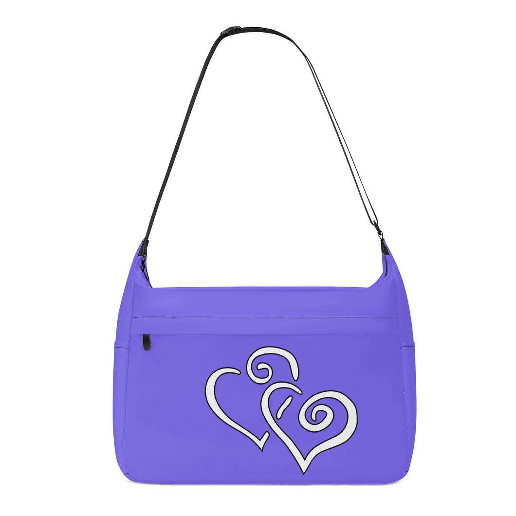 Ti Amo I love you - Exclusive Brand - Medium Slate Blue - Double White Heart - Journey Computer Shoulder Bag