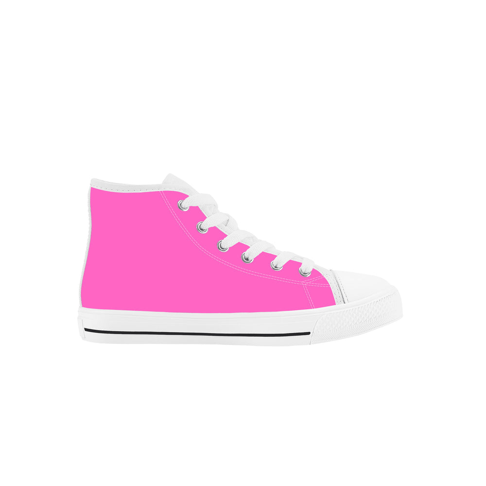 Ti Amo I love you - Exclusive Brand - Hot Pink - Double Black Heart - Kids High Top Canvas Shoes
