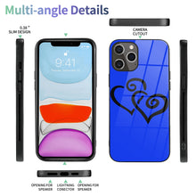 Load image into Gallery viewer, Ti Amo I love you - Exclusive Brand  - Blue Blue Eyes - Double Black Heart -  iPhone 12 ProMax Glass Case (2 cameras)
