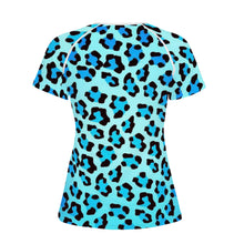 Load image into Gallery viewer, Ti Amo I love you - Exclusive Brand - Bright Turqoiuse &amp; Ice Cold Leopard Pattern - Women&#39;s T shirt - Sizes XS-2XL
